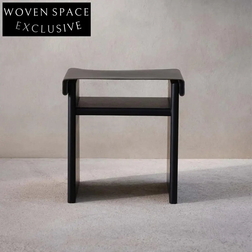 Elegant Rectangle Ottoman with Solid Wood Legs & Saddle Leather Ottoman