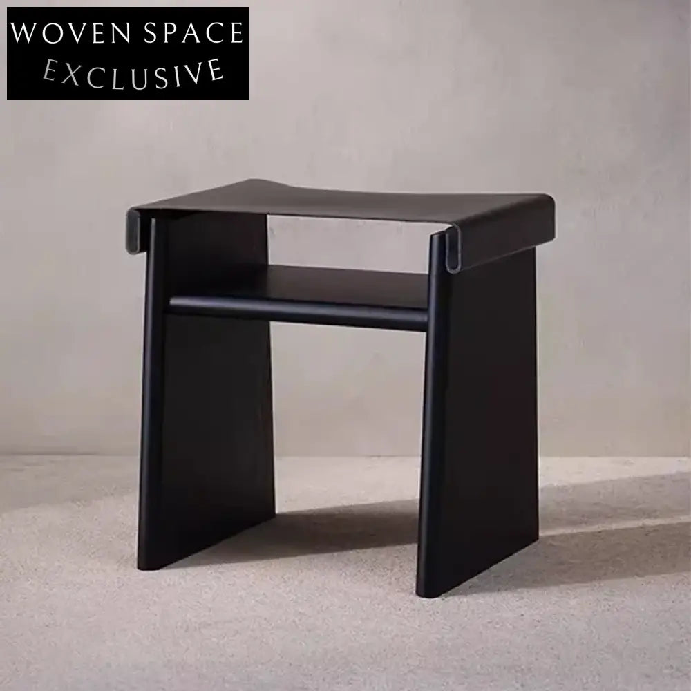 Elegant Rectangle Ottoman with Solid Wood Legs & Saddle Leather Ottoman