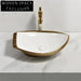 Elegant Rectangular Ceramic Countertop Bathroom Sink, Gold Finish Modern Wash Basin