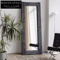 Elegant Rectangular Full-Length Dressing Mirror with Solid Wood Frame for Home