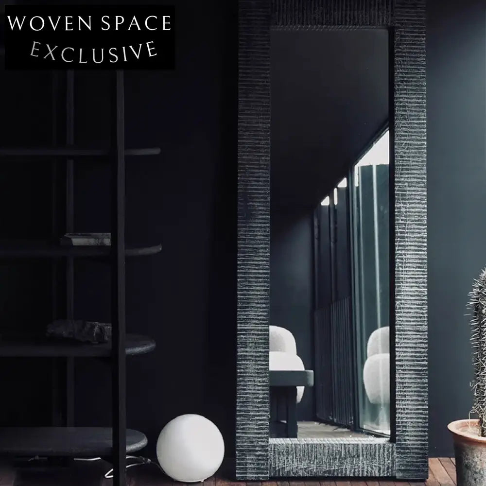 Elegant Rectangular Full-Length Dressing Mirror with Solid Wood Frame for Home