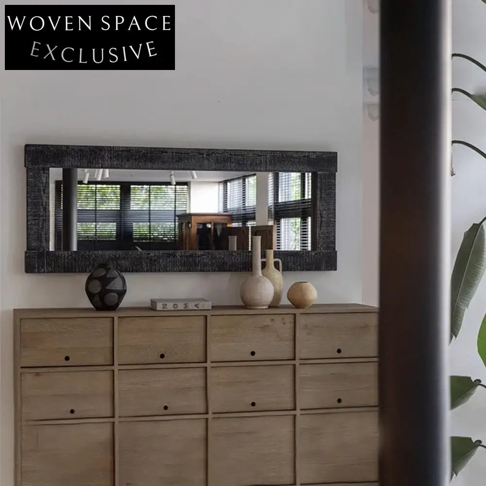 Elegant Rectangular Full-Length Dressing Mirror with Solid Wood Frame for Home