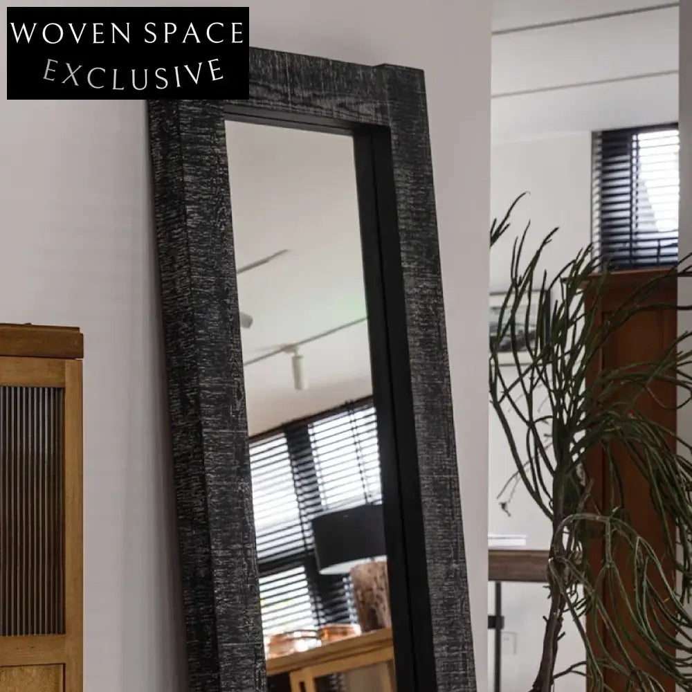 Elegant Rectangular Full-Length Dressing Mirror with Solid Wood Frame for Home