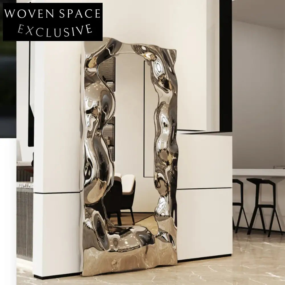 Elegant Rectangular Stainless Steel Modern Nordic Style Decorative Wall Mirror