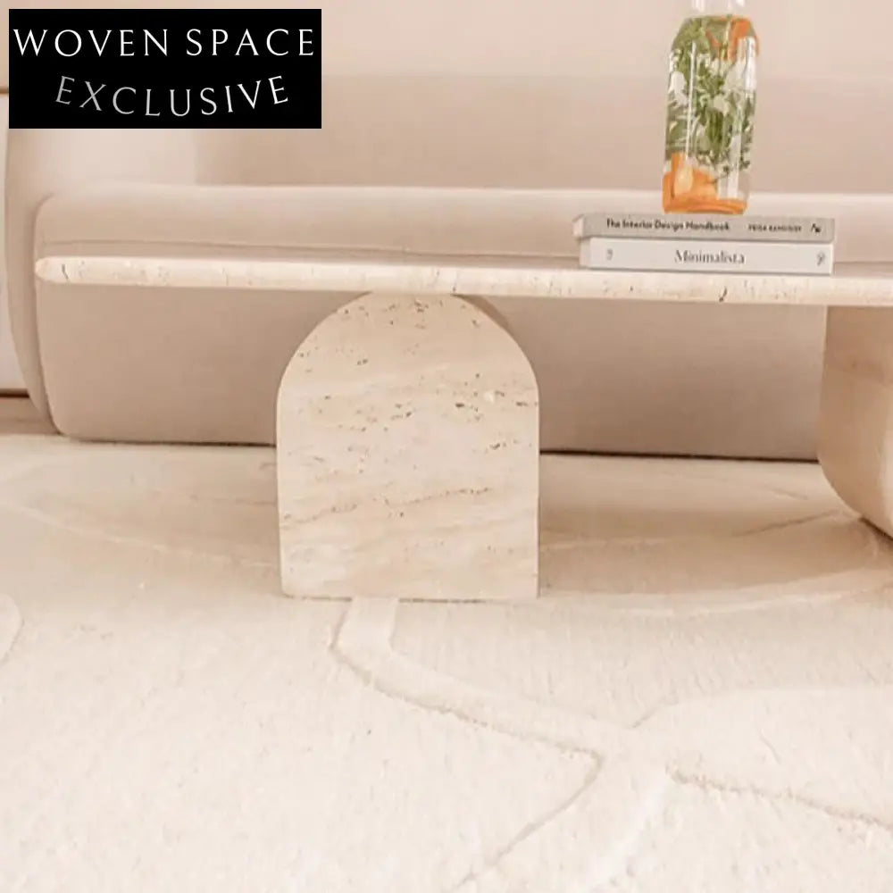 Elegant Rectangular Travertine Coffee Table with Sculptural Base