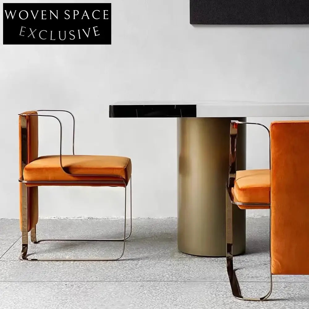 Elegant Red Velvet Dining Chair with Gold Metal Frame, Modern Accent Sofa