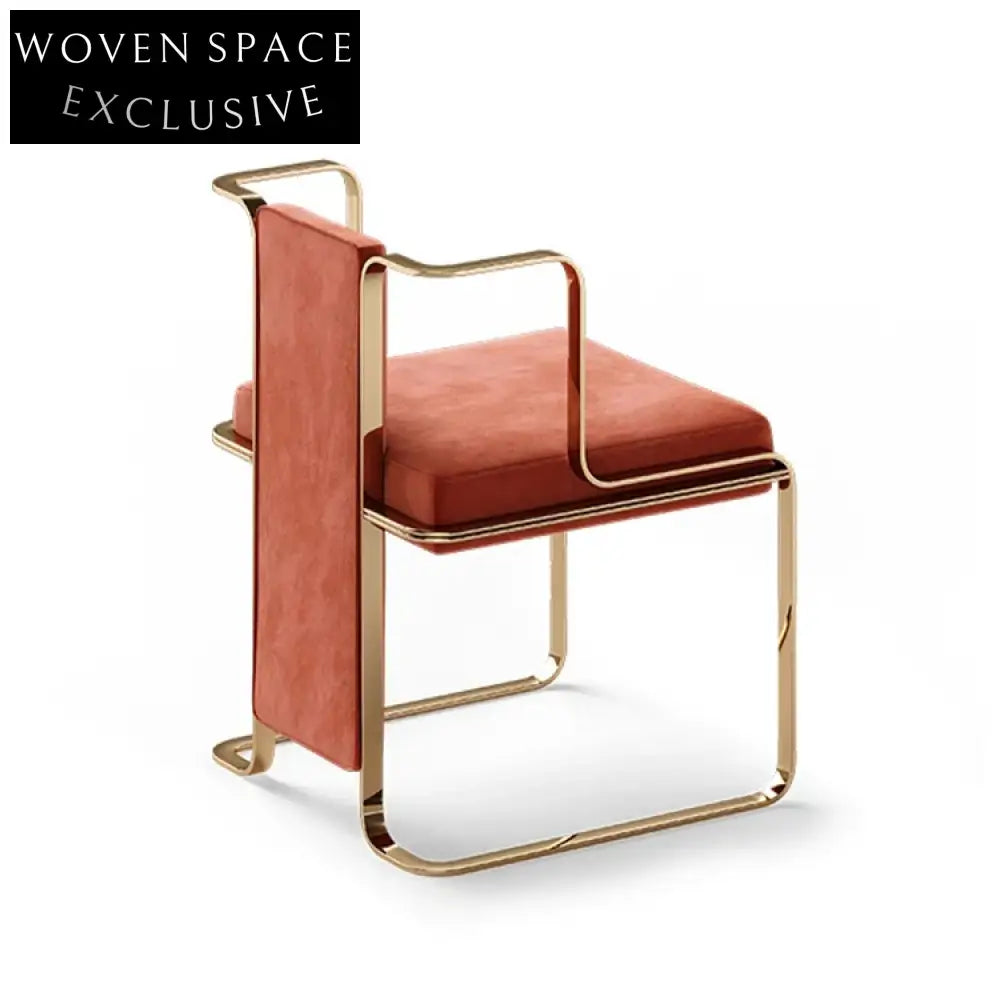 Elegant Red Velvet Dining Chair with Gold Metal Frame, Modern Accent Sofa