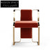 Elegant Red Velvet Dining Chair with Gold Metal Frame, Modern Accent Sofa
