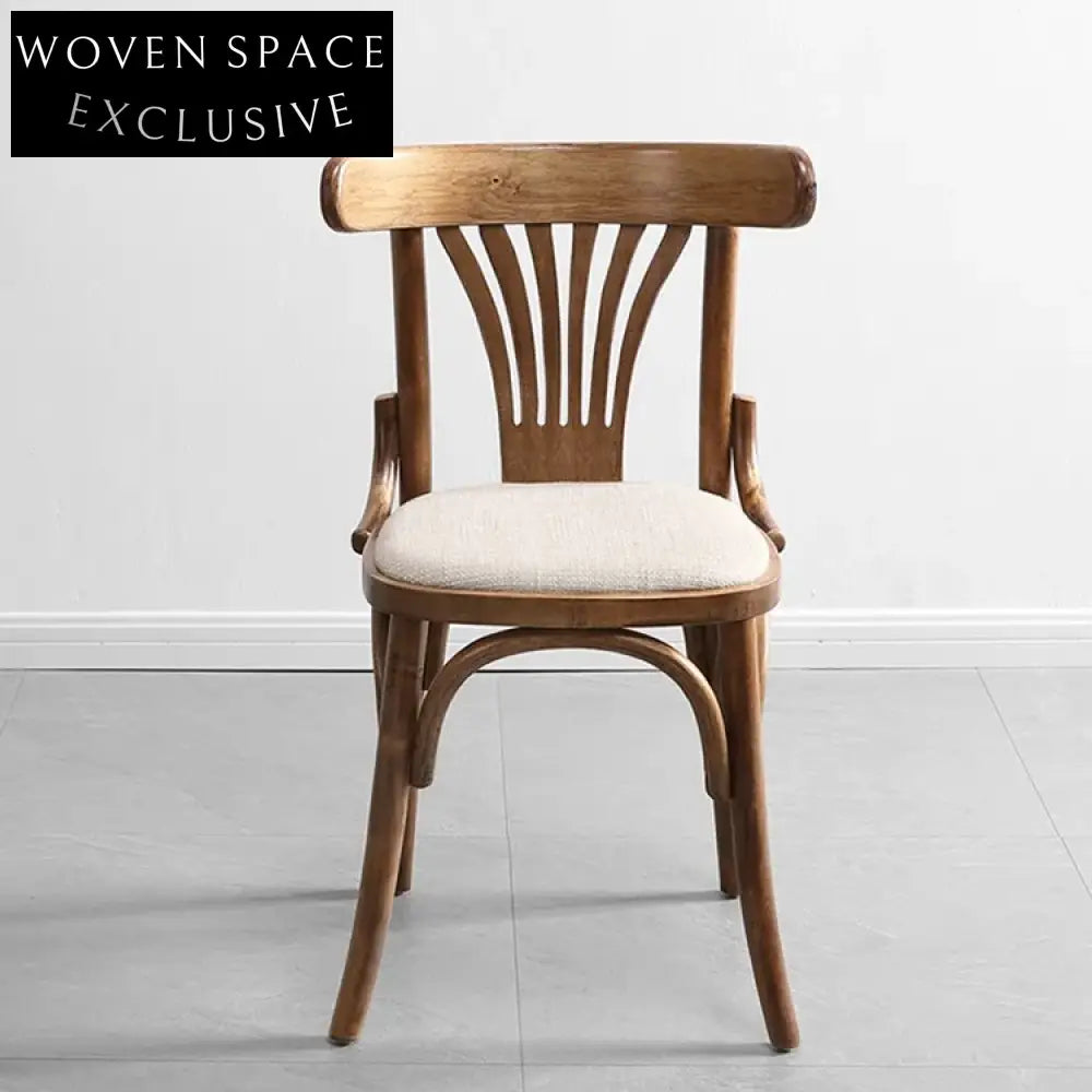 Elegant Retro Bentwood Thonet Style Dining Chair with Padded Leather Seat
