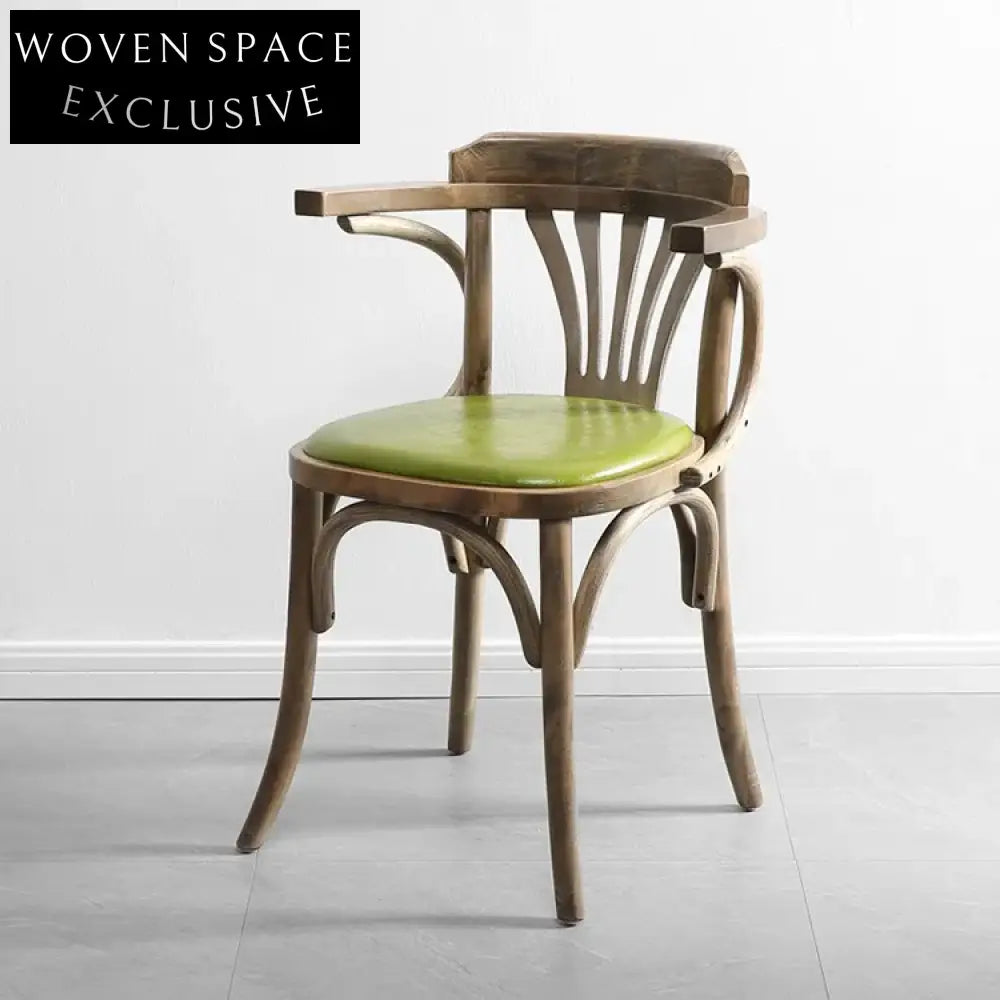 Elegant Retro Bentwood Thonet Style Dining Chair with Padded Leather Seat