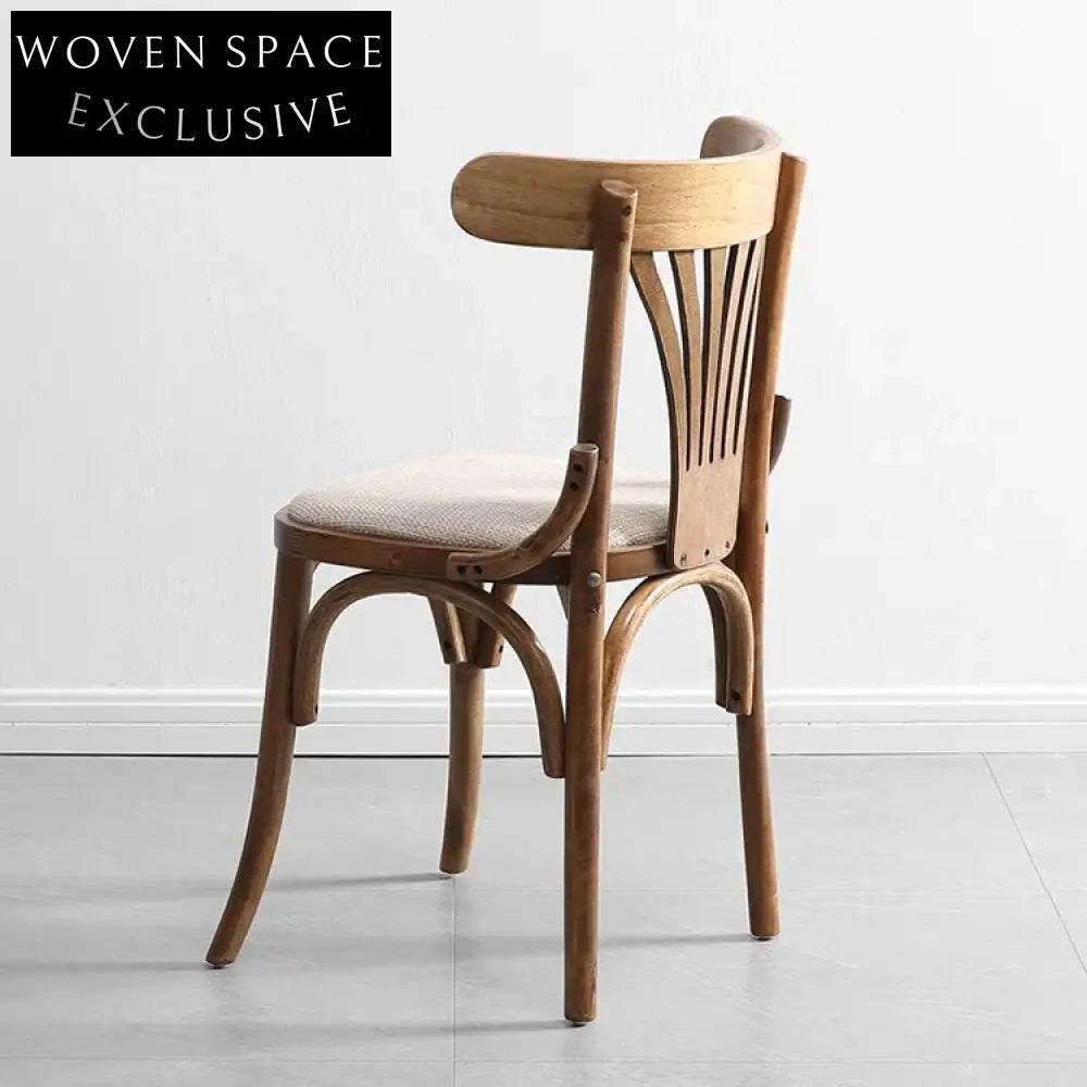 Elegant Retro Bentwood Thonet Style Dining Chair with Padded Leather Seat
