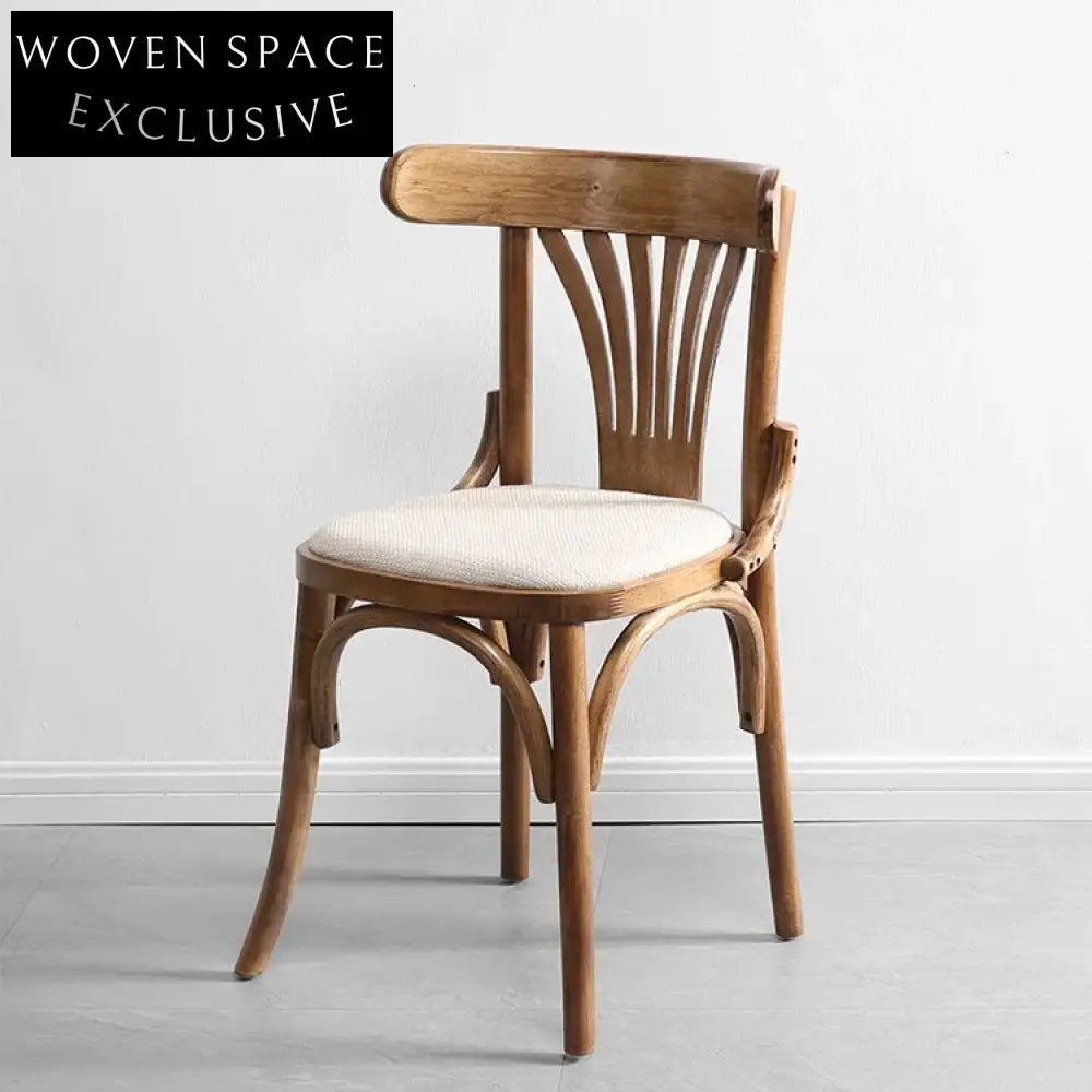 Elegant Retro Bentwood Thonet Style Dining Chair with Padded Leather Seat