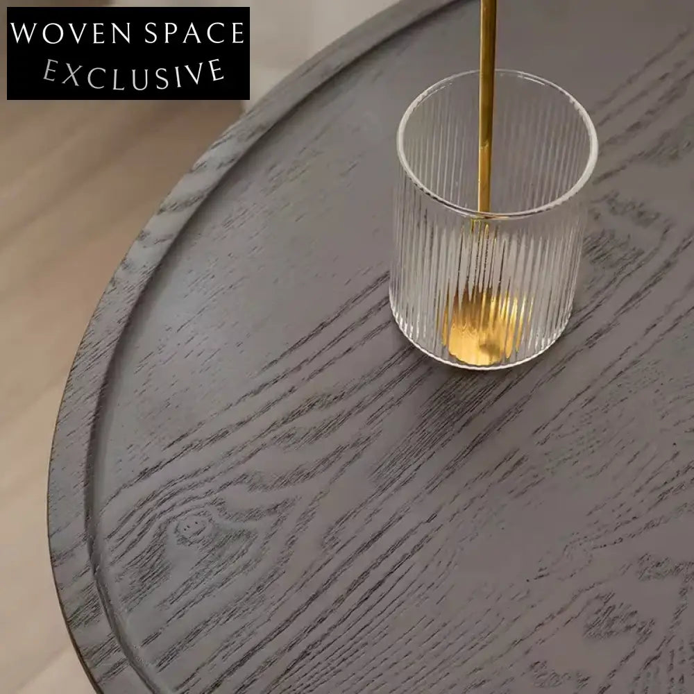 Elegant Retro Black Solid Wood Round Living Room Accent Coffee Table