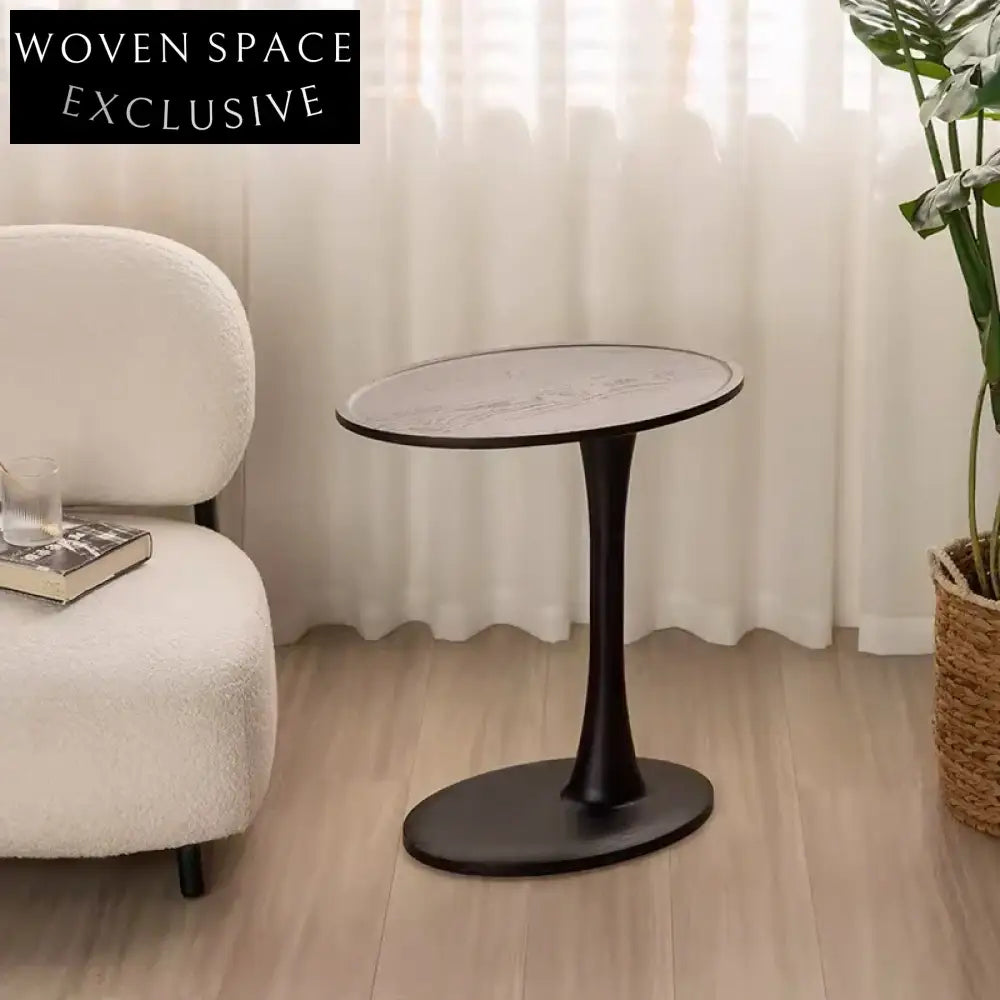 Elegant Retro Black Solid Wood Round Side Table for Living Room Corner Table