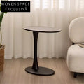 Elegant Retro Black Solid Wood Round Side Table for Living Room Corner Table