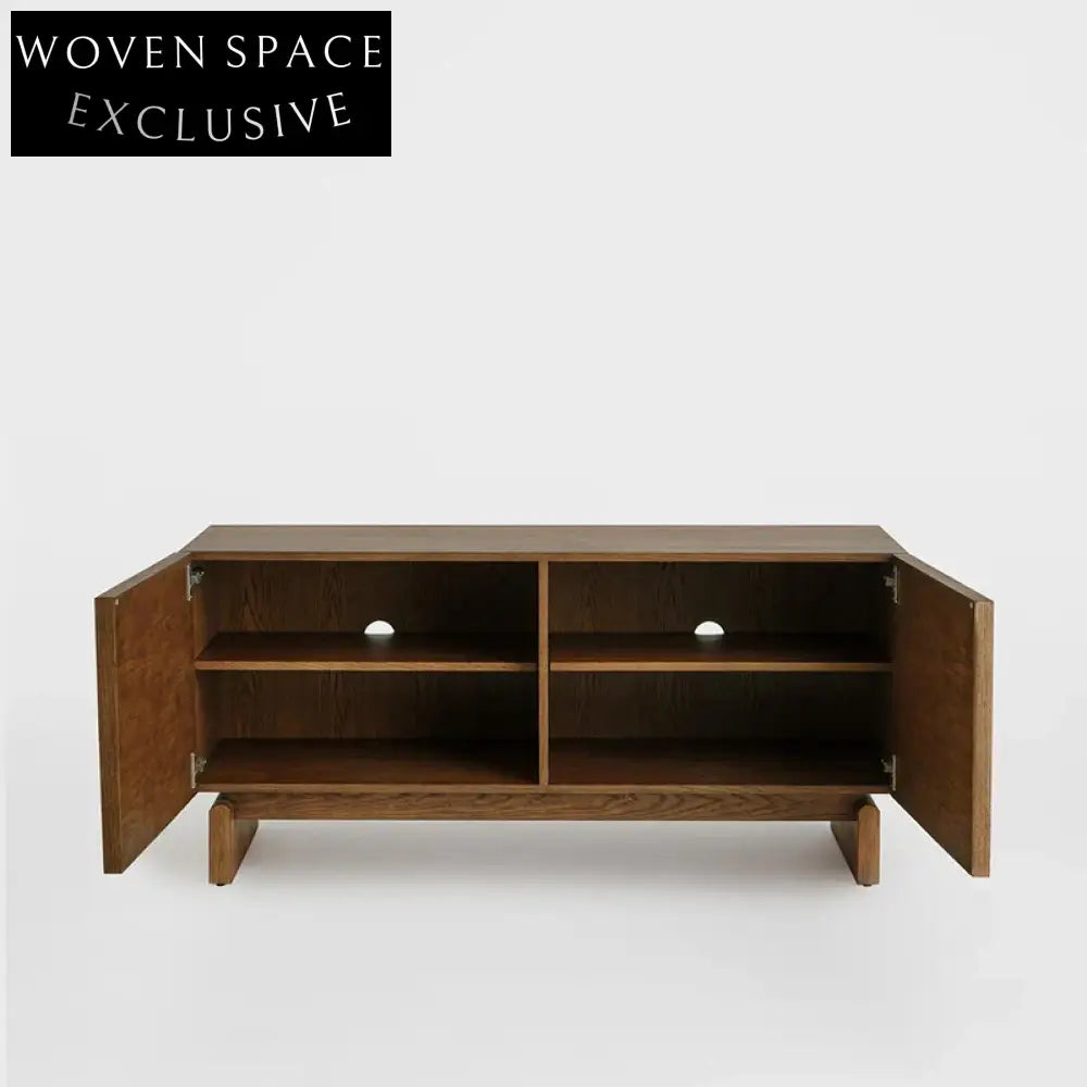 Elegant Retro Carved Solid Ash Wood Living Room Sideboard Cabinet