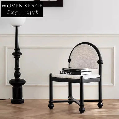 Elegant Retro French Solid Wood Round Back Fabric Dining Chair