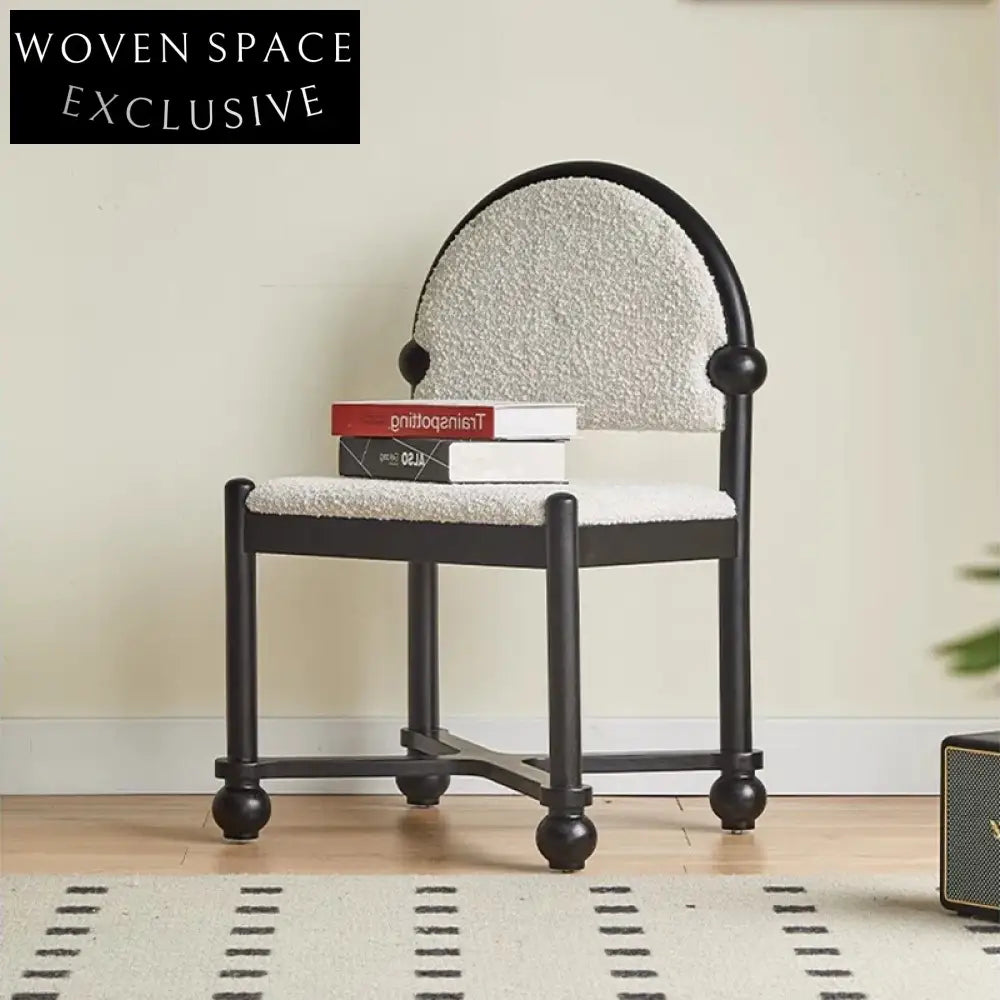 Elegant Retro French Solid Wood Round Back Fabric Dining Chair