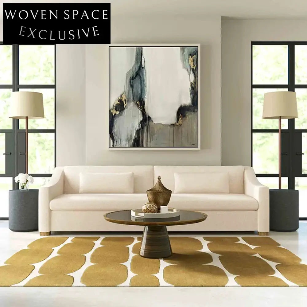 Elegant Retro Geometric Pattern Living Room Bedroom Handmade Polyester Area Rug