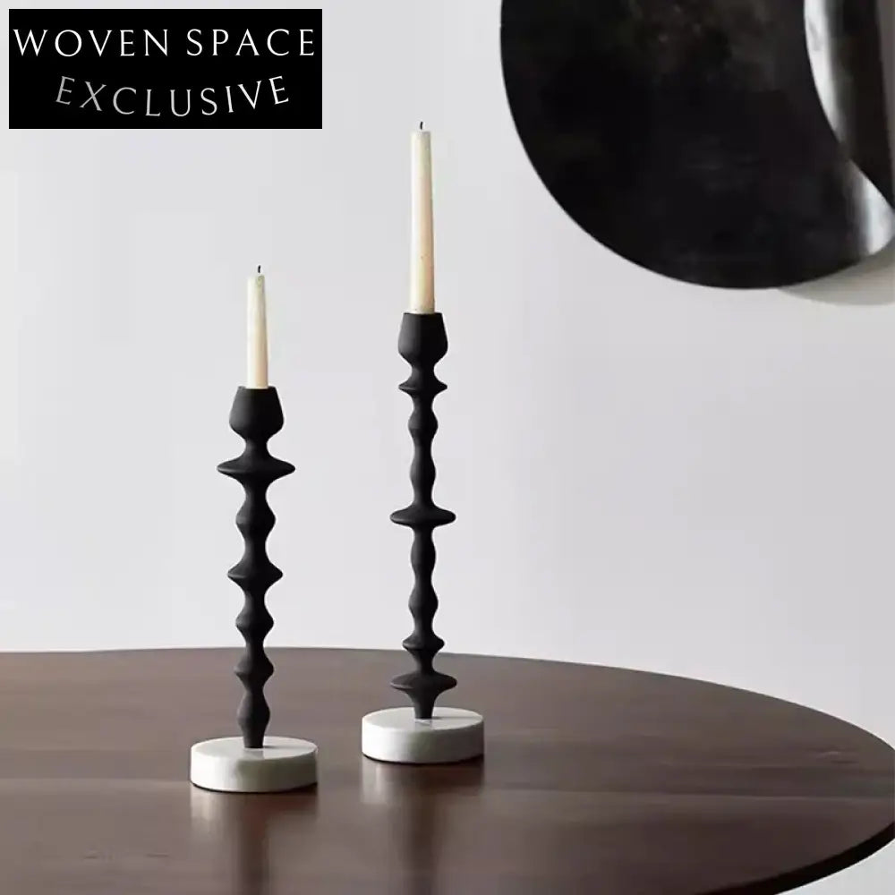 Elegant Retro Luxury Solid Marble Pillar Aluminum Base Durable Candle Stand