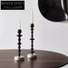 Elegant Retro Luxury Solid Marble Pillar Aluminum Base Durable Candle Stand