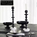 Elegant Retro Luxury Solid Marble Pillar Aluminum Base Durable Candle Stand