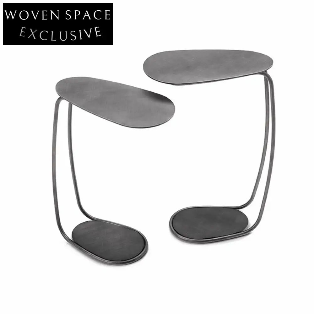 Elegant Retro Metal C-Shape Side Accent Coffee Table for Living Room