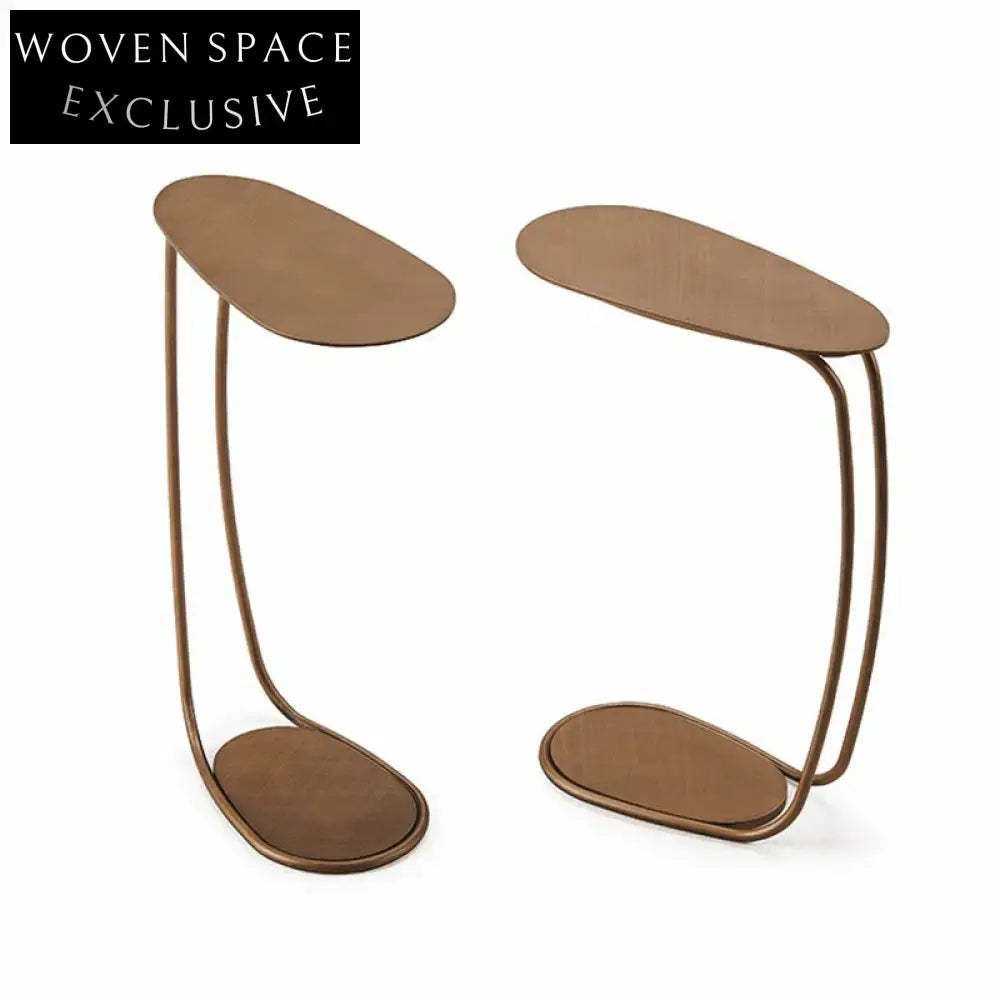 Elegant Retro Metal C-Shape Side Accent Coffee Table for Living Room