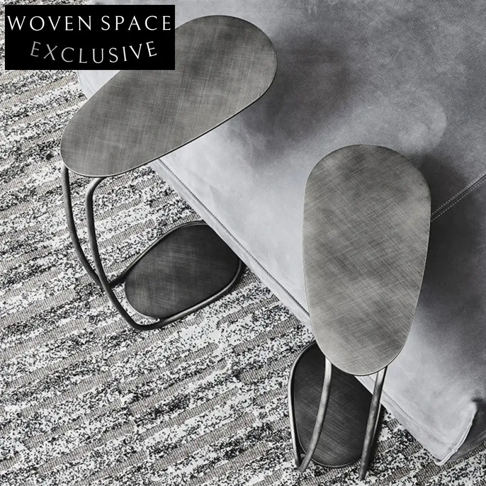 Elegant Retro Metal C-Shape Side Accent Coffee Table for Living Room