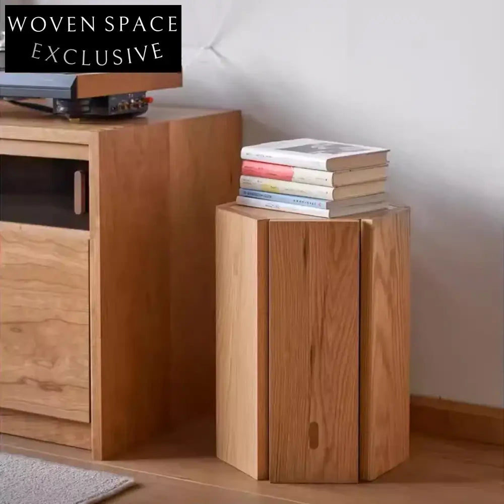 Elegant Retro Oak Wood Coffee Table Set, Multifunctional Sofa Side Table