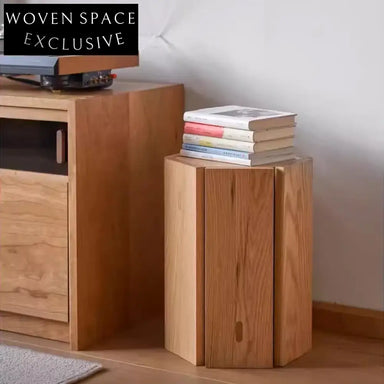 Elegant Retro Oak Wood Coffee Table Set, Multifunctional Sofa Side Table