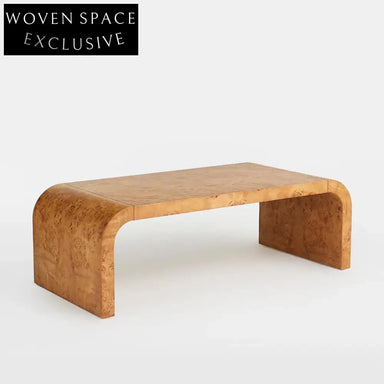 Elegant Retro Solid Wood Arc Square Top Accent Coffee Table