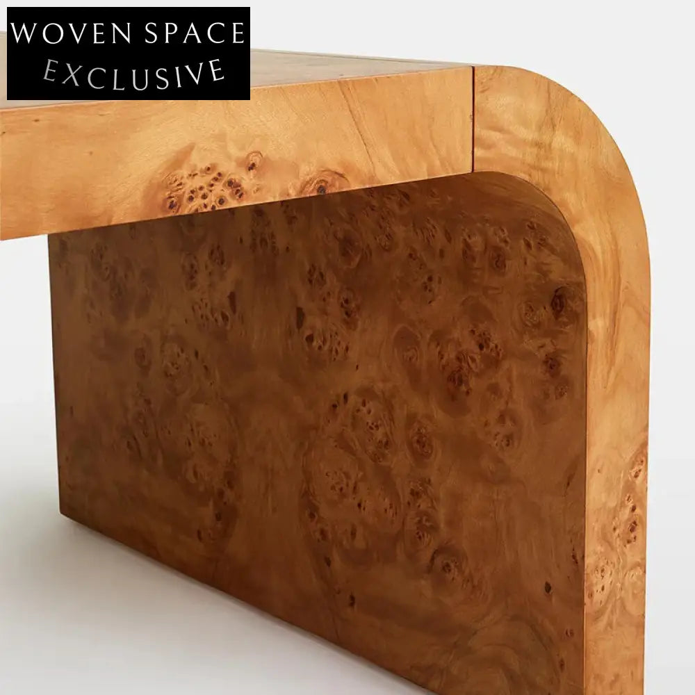 Elegant Retro Solid Wood Arc Square Top Accent Coffee Table