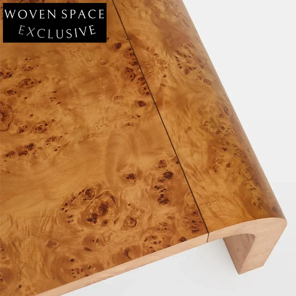 Elegant Retro Solid Wood Arc Square Top Accent Coffee Table