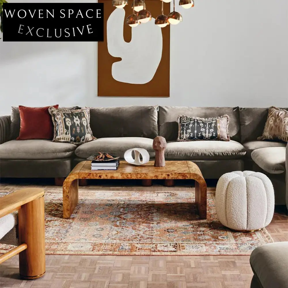 Elegant Retro Solid Wood Arc Square Top Accent Coffee Table