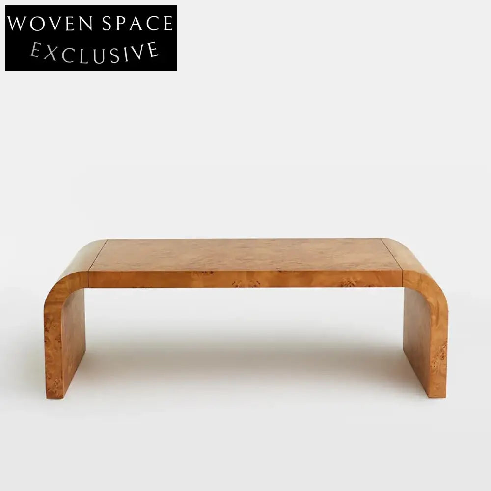 Elegant Retro Solid Wood Arc Square Top Accent Coffee Table