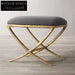 Elegant Retro Velvet Bed End Ottoman Stool with Metal Legs