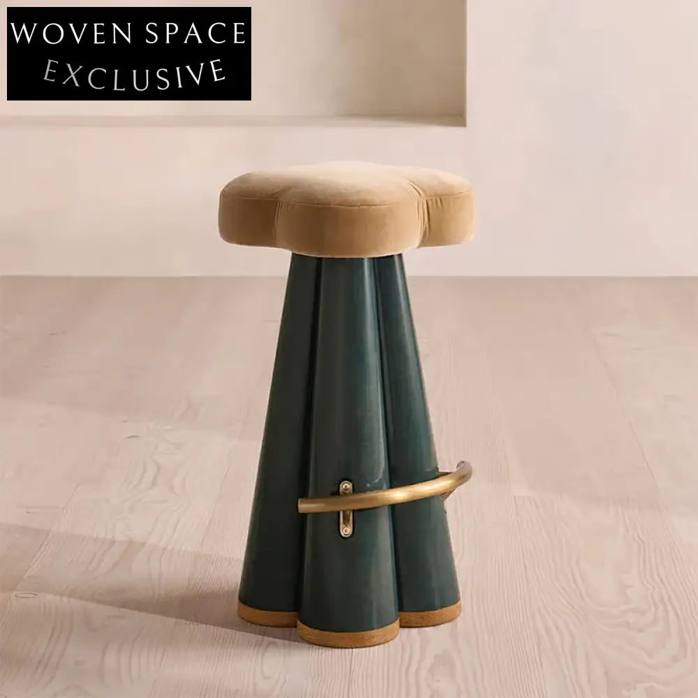 Elegant Retro Velvet Fabric High Bar Stool for Kitchen & Cafe Seating