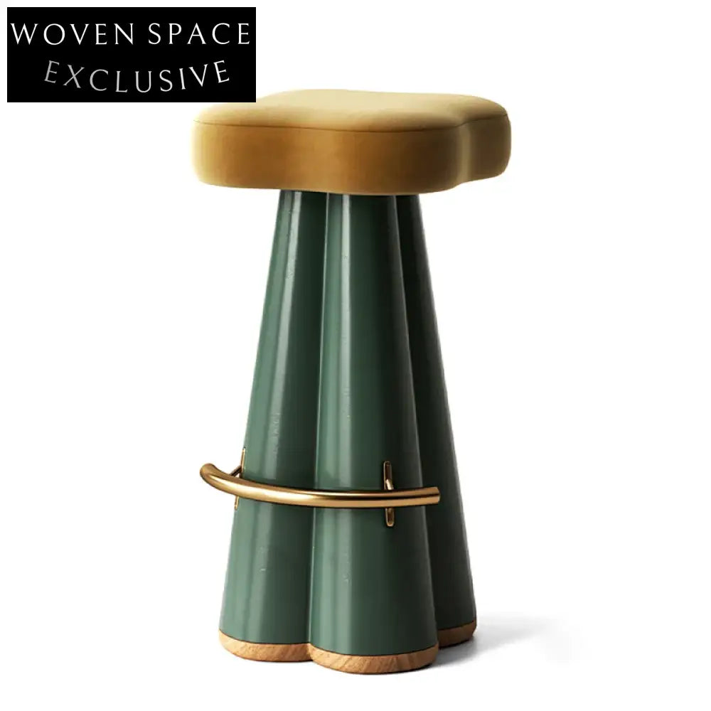 Elegant Retro Velvet Fabric High Bar Stool for Kitchen & Cafe Seating