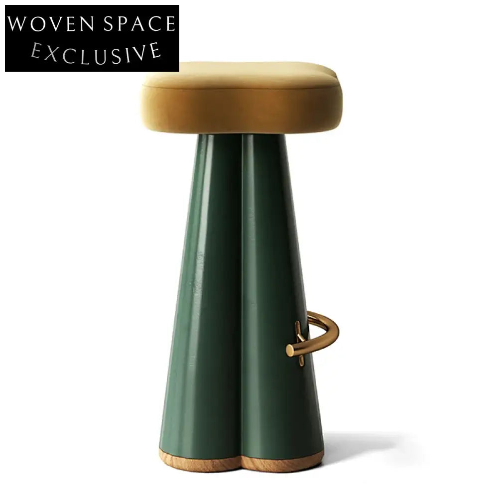 Elegant Retro Velvet Fabric High Bar Stool for Kitchen & Cafe Seating