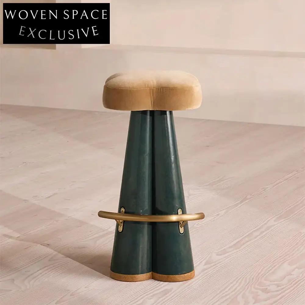 Elegant Retro Velvet Fabric High Bar Stool for Kitchen & Cafe Seating