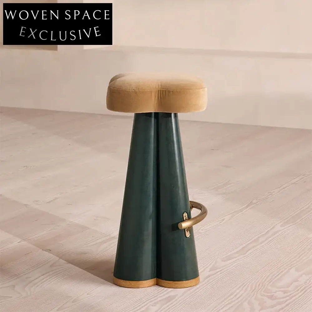 Elegant Retro Velvet Fabric High Bar Stool for Kitchen & Cafe Seating