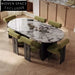 Elegant Rock Board Dining Table Set, Durable Wood Base, Six Chairs