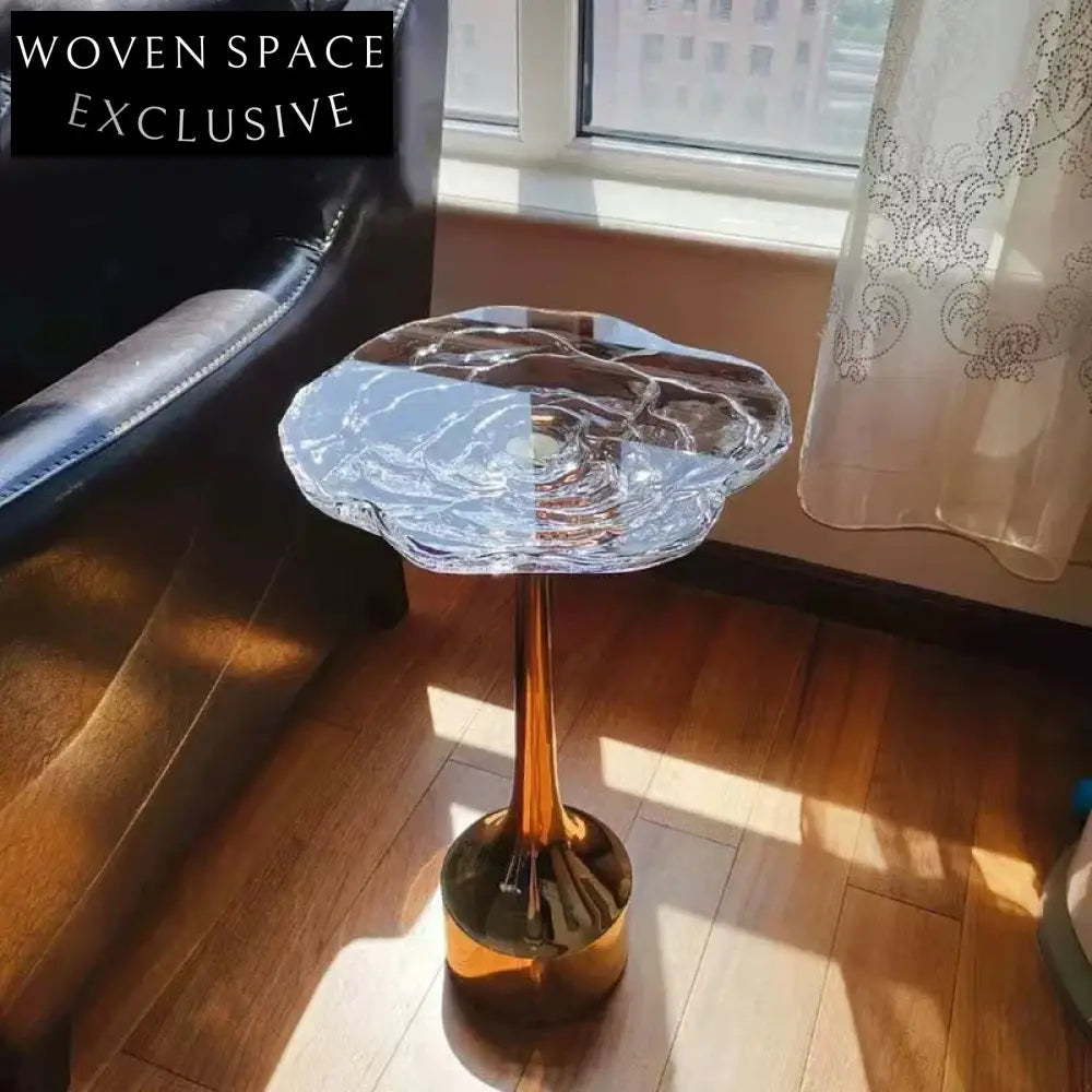 Elegant Rose Acrylic Top Golden Base Small Modern Living Room Coffee Table