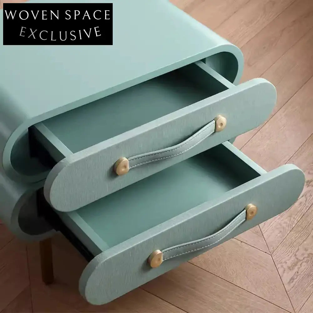 Elegant Rotating Storage Bedside Table, Solid Wood with Double Drawers for Kids