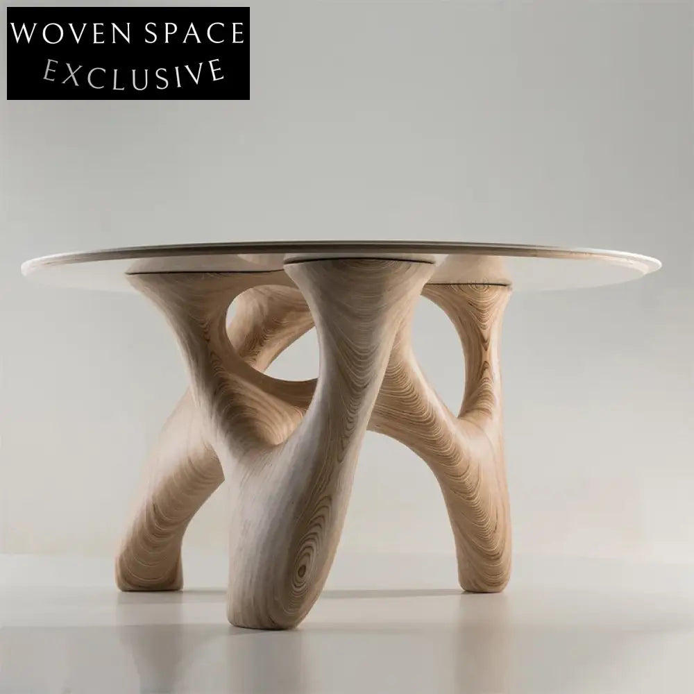 Elegant Round Beech Wood Dining Table for Modern Home Living Room