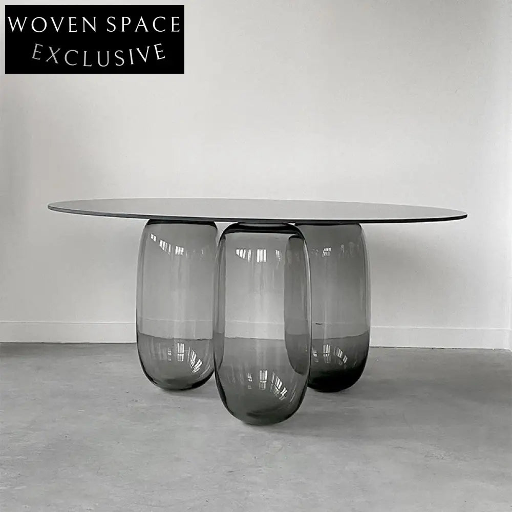 Elegant Round Black Tempered Glass Top Modern Dining Table for 8 People