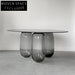 Elegant Round Black Tempered Glass Top Modern Dining Table for 8 People