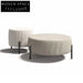 Elegant Round Fabric Upholstered Ottoman Stool with Sturdy Metal Legs for Homes