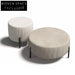 Elegant Round Fabric Upholstered Ottoman Stool with Sturdy Metal Legs for Homes